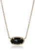 Kendra Scott Signature Elisa Gold Plated Black Glass Pendant Necklace - 4217711235