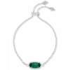 Kendra Scott Elaina Silver Adjustable Chain Bracelet in Emerald Cats Eye May