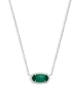 Kendra Scott Elisa Silver Pendant Necklace in Emerald Cats Eye May - 4217717620