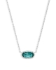 Kendra Scott Elisa Pendant Necklace in London Blue Glass and Rhodium Plated