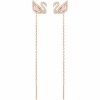 Swarovski Dazzling Swan Drop Earrings Swan - Pink - Rose Gold-Tone Plated