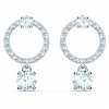 Swarovski Attract Circle Pierced Earrings - White - Rhodium Plated