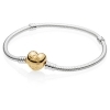 PANDORA Moments 925 Sterling Silver Bracelet with 18k Gold Plated PANDORA Shine Heart Clasp - 21cm