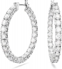 Swarovski Matrix Hoop Earrings Round Cut White Rhodium Plated