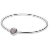 Pandora Silver Bangle Bracelet Pink CZ