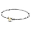 Pandora Domed Golden Heart Clasp Snake Chain Bracelet -23