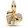 Pandora Sparkling Monstera Leaf Dangle Charm 14k gold plating