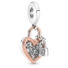 Pandora Heart Padlock Double Dangle Charm