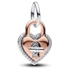 Pandora Rose Twistable Heart Padlock Double Dangle