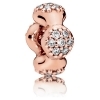 PANDORA Modern LovePods spacer in PANDORA Rose with 28 pave-set clear cubic zirconia