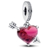 Pandora Red Heart & Arrow Murano Glass Dangle Charm Sterling silver