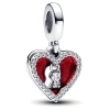 Pandora Red Heart & Keyhole Double Dangle Charm