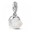 Pandora White Rose in Bloom Double Dangle Charm