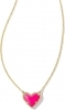 Kendra Scott Ari Heart Short Pendant Necklace Gold Neon Pink Magnesite