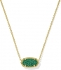 Kendra Scott Elisa Gold Short Pendant Necklace in Emerald Drusy