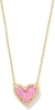 Kendra Scott Ari Heart Gold Pendant Necklace in Pink Iridescent