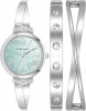 Anne Klein Silver-Tone Light Blue Mother-of-Pearl X-Bangle Set Ladies Watch AK/2245LBST