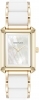 Anne Klein Gold-Tone Rectangular White Mother-of-Pearl Silicone Ladies Watch AK/5278GPWT