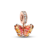 Pandora Pink and Yellow Murano Glass Butterfly Dangle 14K Rose Gold-Plated
