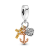 Pandora Triple-tone Cross Heart & Anchor Dangle Charm