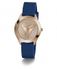 Guess Iconic Logo Blue Silicone Rose Gold Tone Ladies Watch GW0745L4