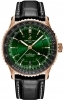 Breitling Navitimer Automatic GMT 41 Green Dial Gold Leather Automatic Mens Watch