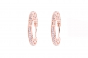 Pandora Hoop Earrings In Pandora Rose With Clear Cubic Zirconia And Cut-out Heart Details