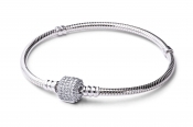 PANDORA Sterling Silver Bracelet w/ Signature Clasp - 590723CZ-17