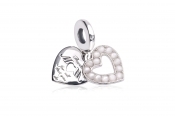 Pandora Pearlescent White Heart Double Dangle Charm