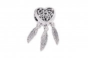 PANDORA Openwork Heart & Three Feathers Dreamcatcher Charm