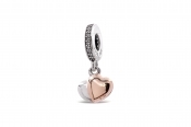 PANDORA Two-Tone Double Heart Dangle Charm