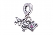 Pandora Airplane Globe & Suitcase Dangle