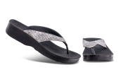 AEROTHOTIC Original Orthotic Comfort Thong Style Flip Flops Sandals for Women - Mellow Black - Size 6