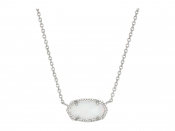 Kendra Scott Signature Elisa Rhodium Plated and White Kyocera Opal Pendant Necklace - 4217714172