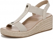 VIONIC Womens Calera Espadrille Wedge Sandal - Cream Snake Leather/Fabric - 10