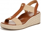 Vionic Womens Calera Wedge Sandal - Camel Brown Leather - 10