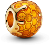 PANDORA Honeycomb charm in PANDORA Shine with transparent warm yellow enamel