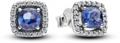 Pandora Timeless Sparkling Square Blue Halo Stud Earrings