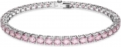 Swarovski Matrix Tennis Bracelet Round Cut Pink Rhodium Plated