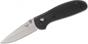 Benchmade Mini Griptilian AXIS Lock Folding Knife 2.91 Inch S30V Satin Drop Point Plain Blade - Black Noryl GTX Handles - 556-S30V