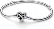 Pandora Moments Sparkling Infinity Heart Clasp Snake Chain Bracelet