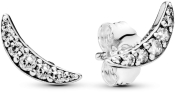 Pandora Moon Stud Earrings In Sterling Silver With 4 Micro And 10 Bead-set Clear Cubic Zirconia