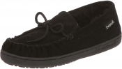 BEARPAW Mens Moc II Wide Sheepskin Suede Slippers - Black - 9